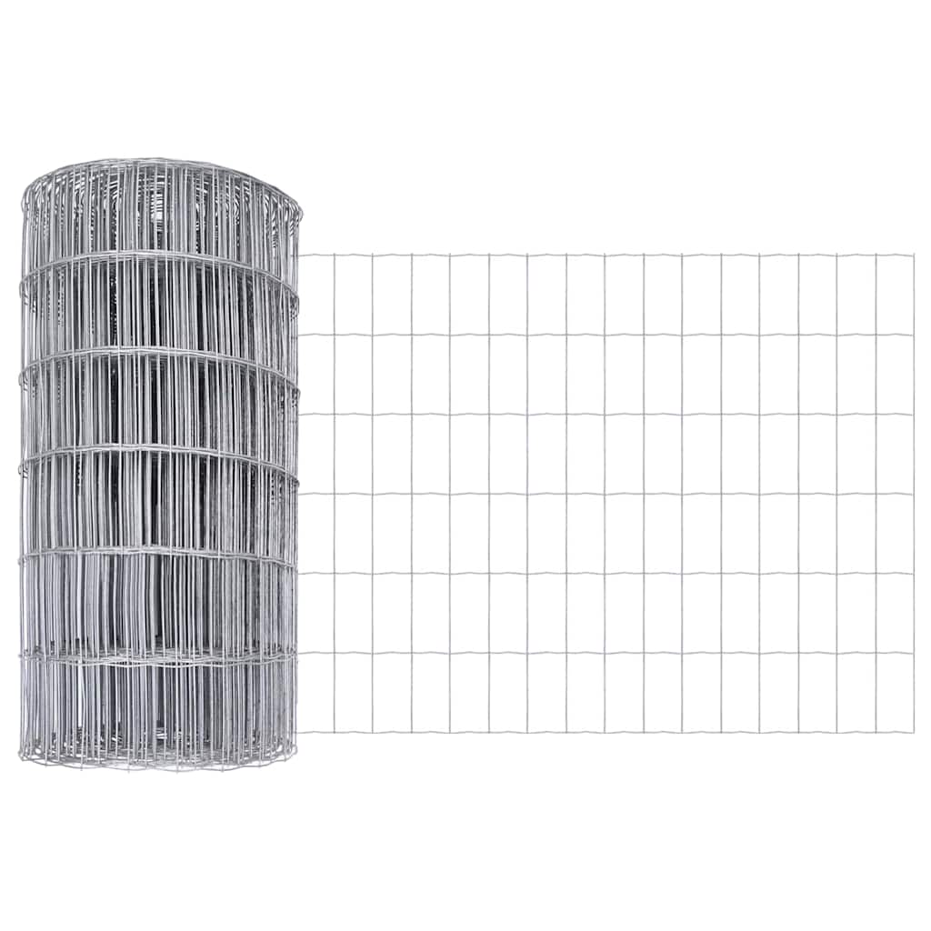 Zaun mit Pfosten Silber 0,6 x 10 m Stahl